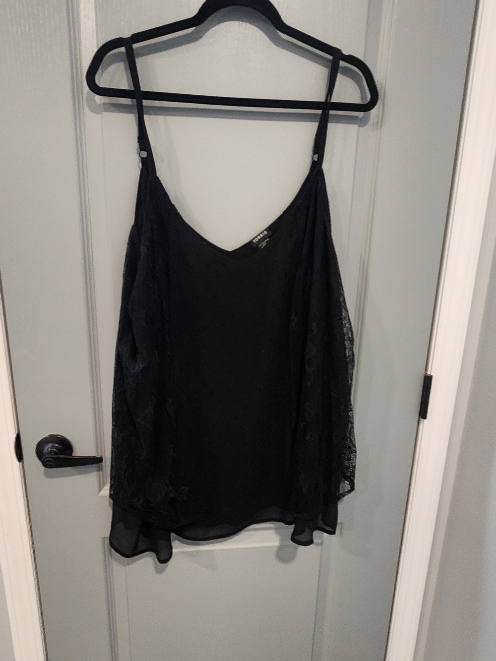 Torrid Black Lace-Overlay Spaghetti Strap Top